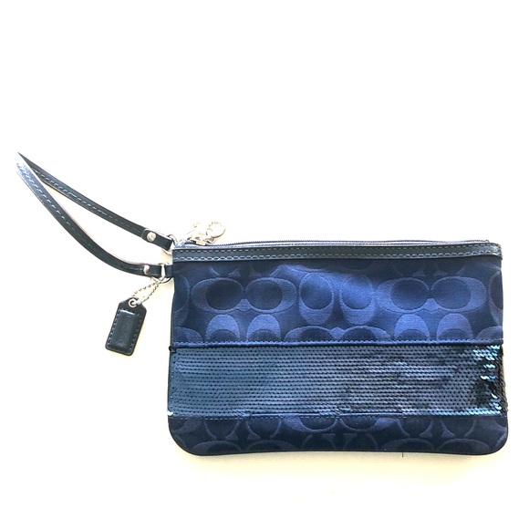 Coach navy blue wristlet - Picture 1 of 2
